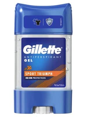 Gillette antiperspirant gel container with blue and white design