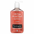Neutrogena Oil-Free Acne Wash pink grapefruit facial cleanser bottle on a white background