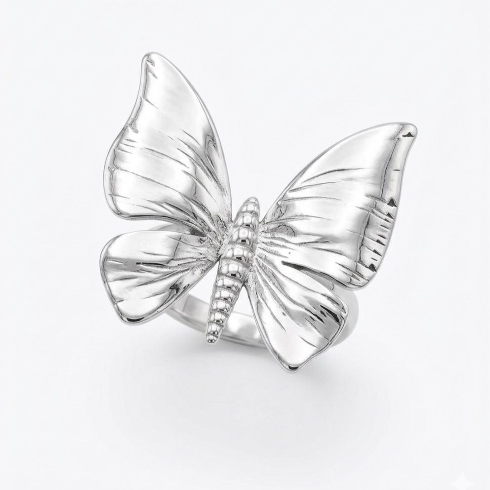Lumière Butterfly Adjustable Statement Ring – Stainless Steel | SFLTrends