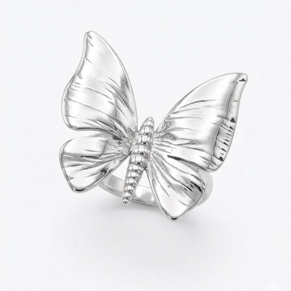 Lumière Butterfly Adjustable Statement Ring – Stainless Steel | SFLTrends