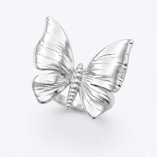 Lumière Butterfly Adjustable Statement Ring – Stainless Steel | SFLTrends