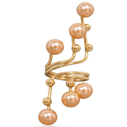 Lumière Pearl Vine Wrap Ring – Stainless Steel | SFLTrends