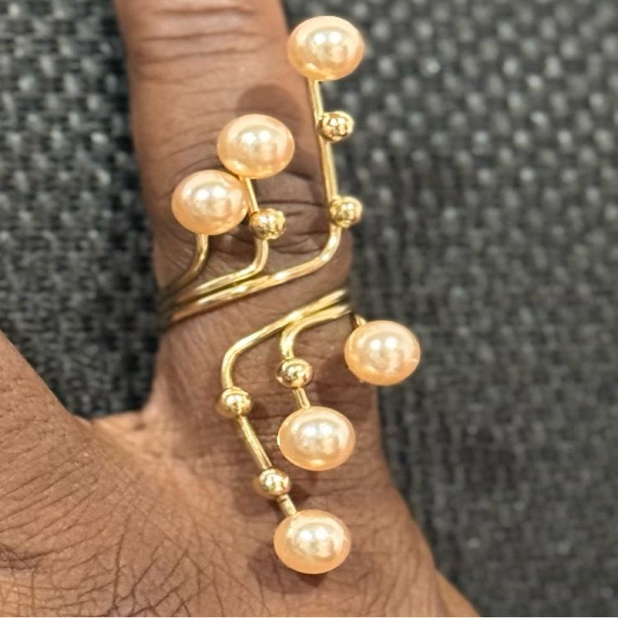 Lumière Pearl Vine Wrap Ring – Stainless Steel | SFLTrends