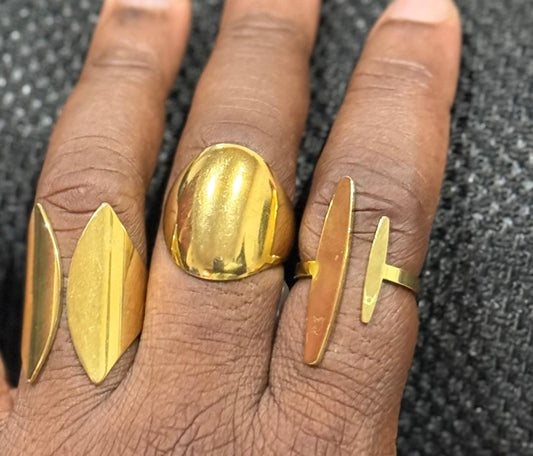 Sanaa Twin Blade Ring - Gold Tone Stainless Steel | SFLTrends