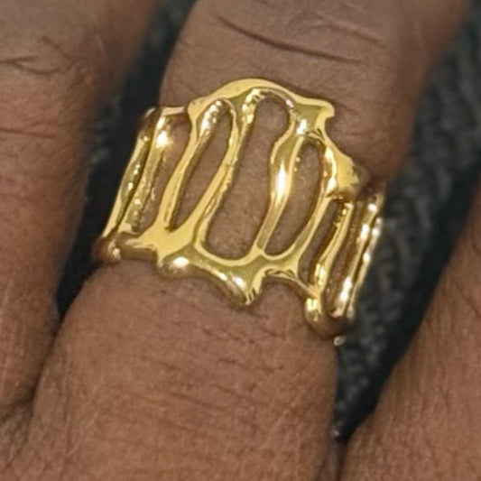 Sanaa Melt Adjustable Ring - Gold Tone Stainless Steel | SFLTrends