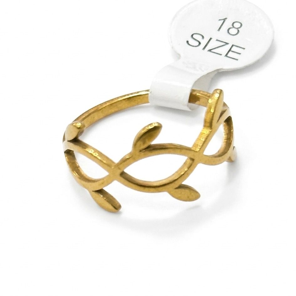 Aurelia Leaf Vine Ring – Gold Tone Stainless Steel | SFLTrends