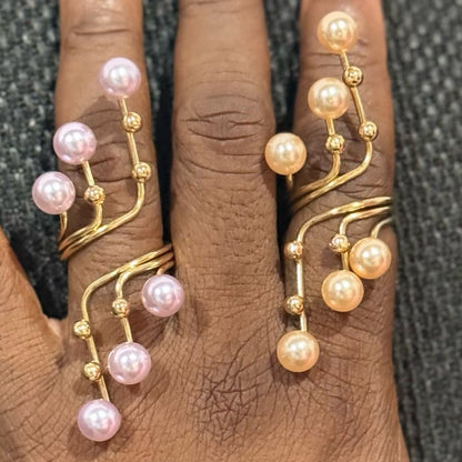 Lumière Pearl Vine Wrap Ring – Stainless Steel | SFLTrends