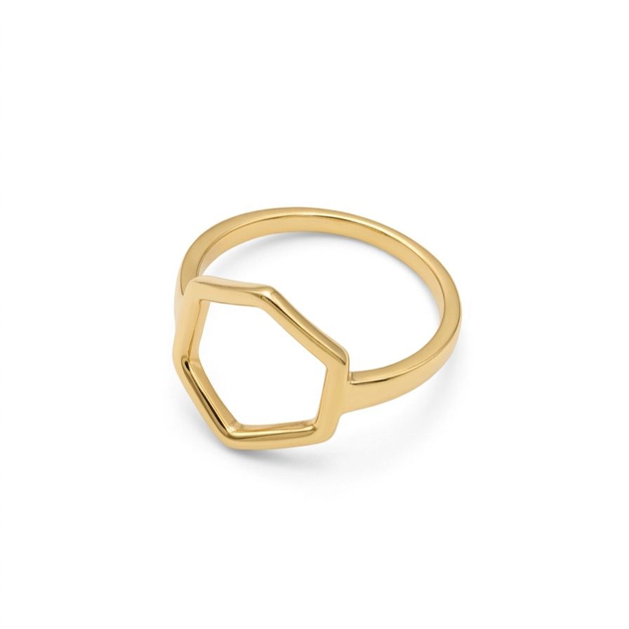Aurelia Hexa Ring – Gold Tone Stainless Steel | SFLTrends