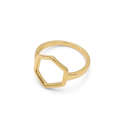 Aurelia Hexa Ring – Gold Tone Stainless Steel | SFLTrends