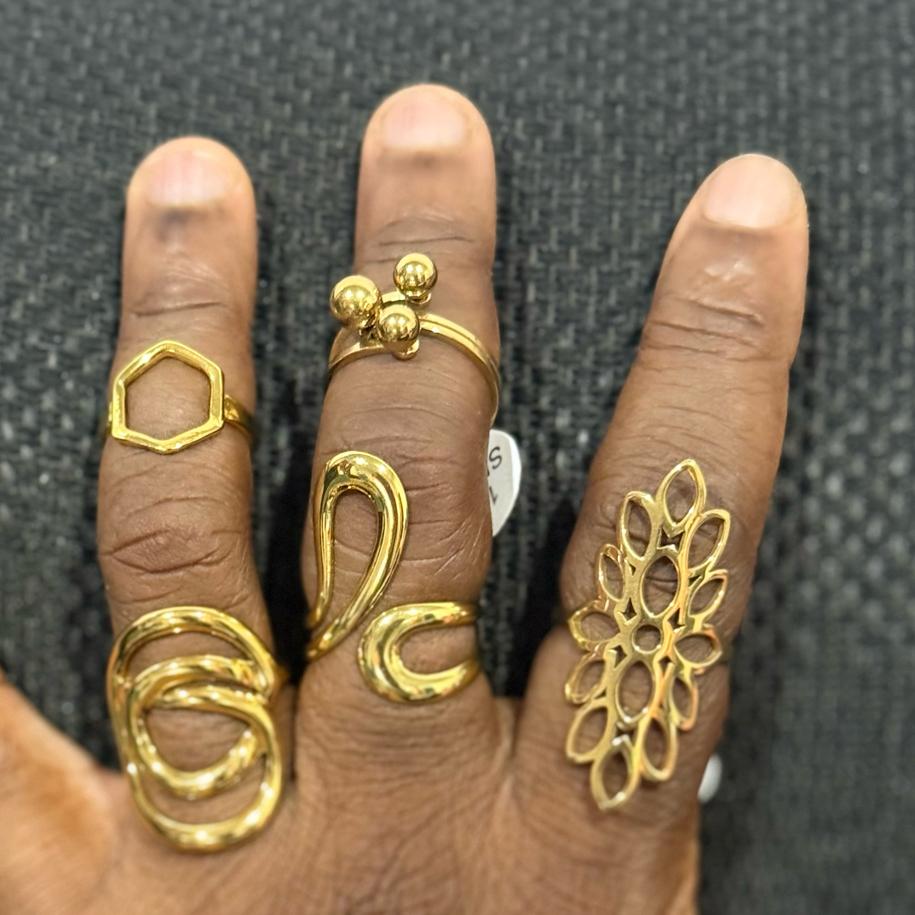 Aurelia Orbit Cluster Adjustable Ring – Gold Tone Stainless Steel | SFLTrends