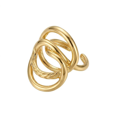 Aurelia Orbit Cluster Adjustable Ring – Gold Tone Stainless Steel | SFLTrends