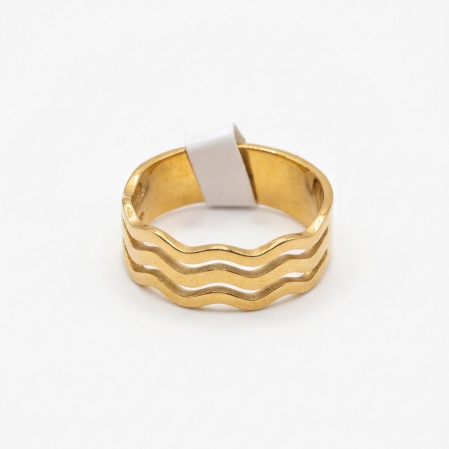 Aurelia Triple Wave Wrap Ring – Gold Tone Stainless Steel | SFLTrends