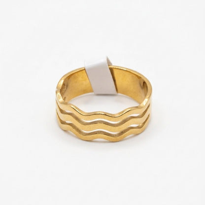 Aurelia Triple Wave Wrap Ring – Gold Tone Stainless Steel | SFLTrends